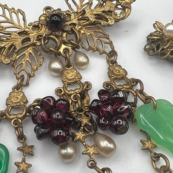 Vintage 70s Janny Glass Grape Cluster Set – Coquette Cottagecore Jewelry - Picture 6 of 7